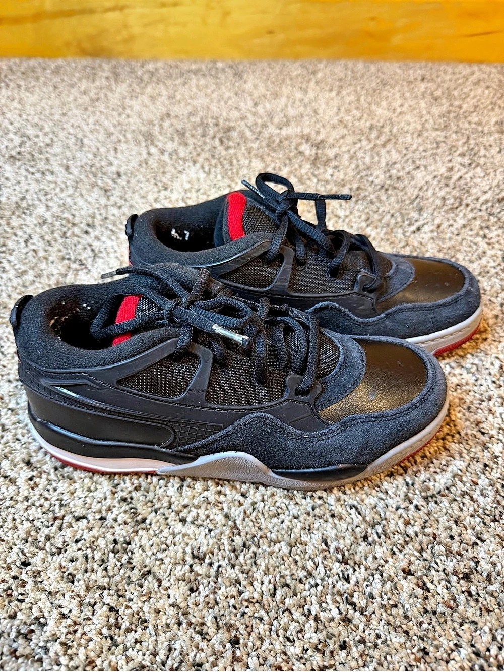 Nike Boys Air Jordan AJ 4 Kids Black & Red Sneakers